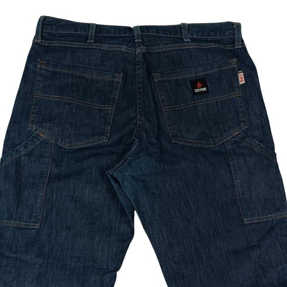Crude FR Carpenter Jeans Mens 37X38 Blue Flame Resistant Welding Workwear - Picture 1 of 15